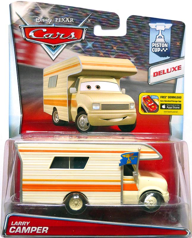 Larry Camper from the Cars 2015 series, Mattel 1:55 diecast on its card