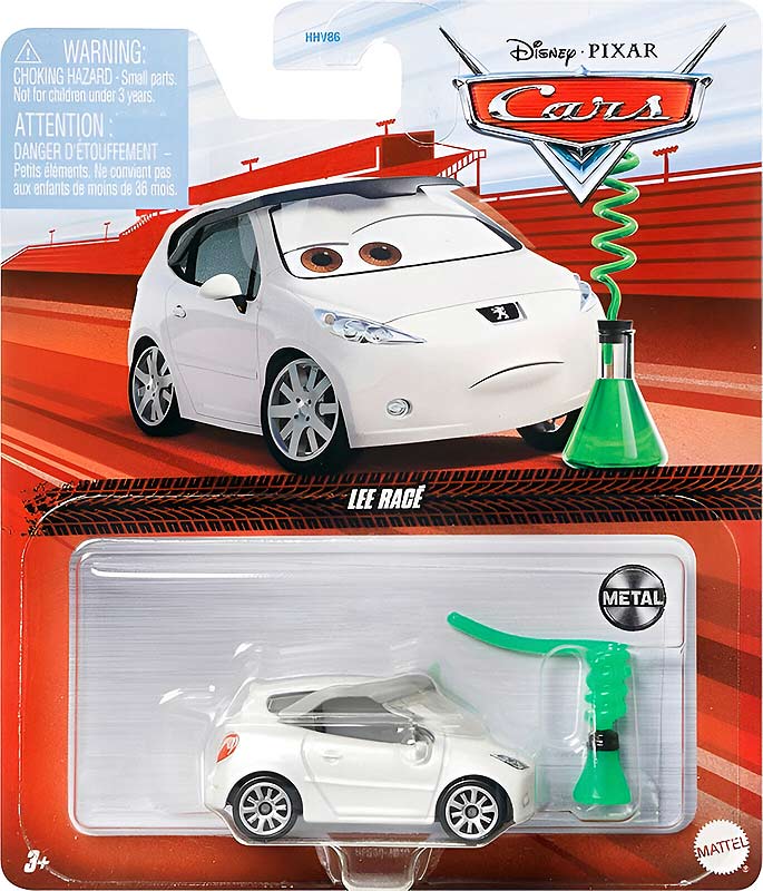 Lee Racé from the World of Cars 2014 series, Mattel 1:55 diecast on its card