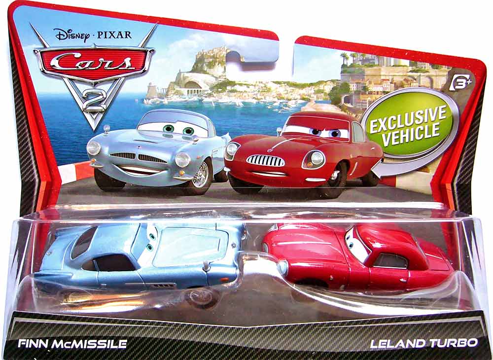 Leland Turbo from the Cars 2 series, Mattel 1:55 diecast on its card
