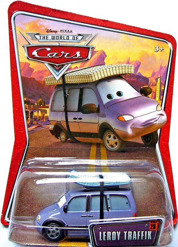Leroy Traffik from the World of Cars series, Mattel 1:55 diecast on its card