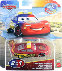 Rally Race 200 Lightning McQueen (Race & Rescue) from the Cars 2025 series, Mattel 1:55 diecast on its card