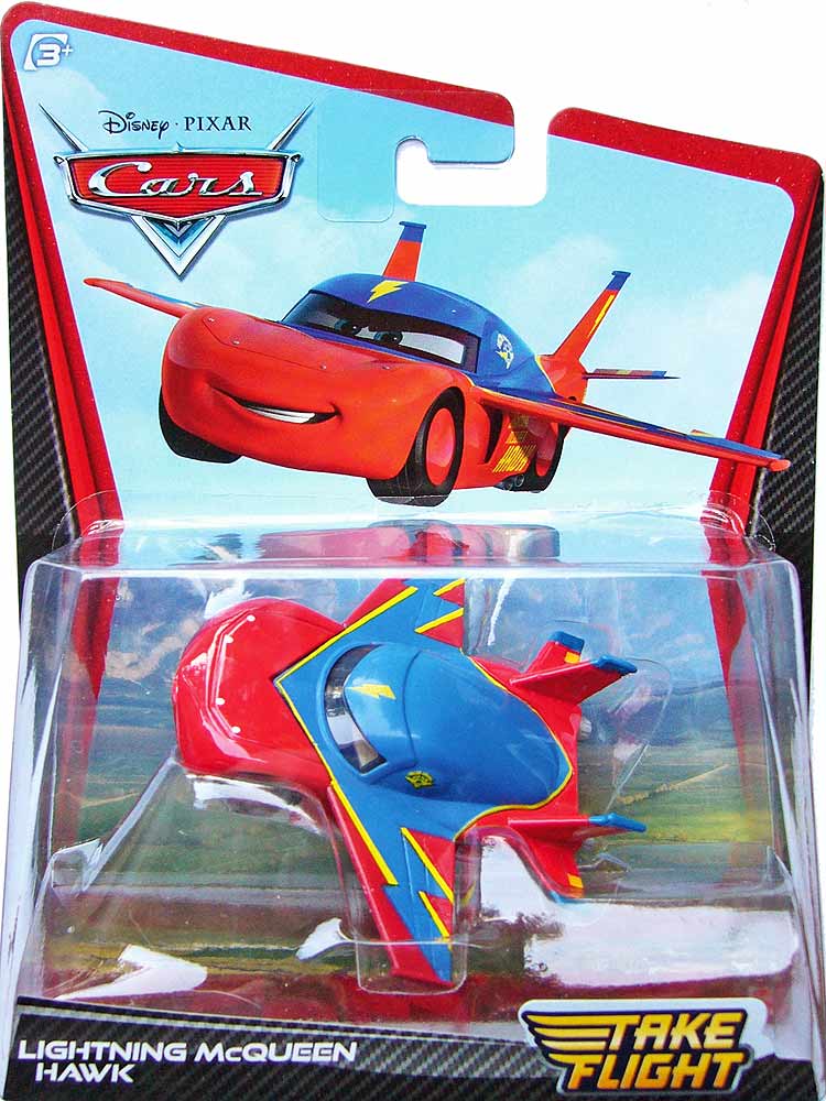 Lightning McQueen Hawk from the Take Flight series, Mattel 1:55 diecast on its card