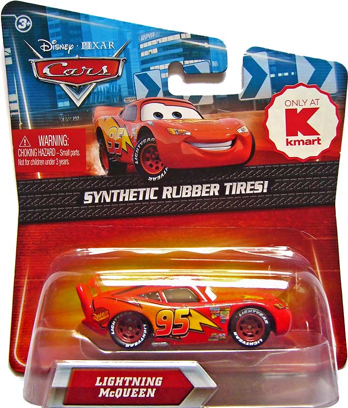 Lightning McQueen (rubber tires) from the Final Lap series, Mattel 1:55 diecast on its card