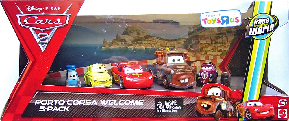 Lightning McQueen with Party Wheels from the Cars 2 series, Mattel 1:55 diecast on its card