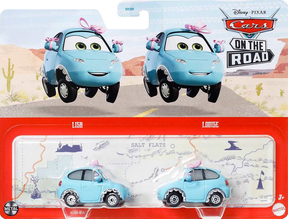 Lisa from the Cars on the Road series, Mattel 1:55 diecast on its card