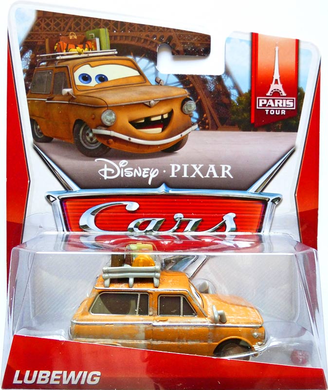 Lubewig from the World of Cars 2014 series, Mattel 1:55 diecast on its card