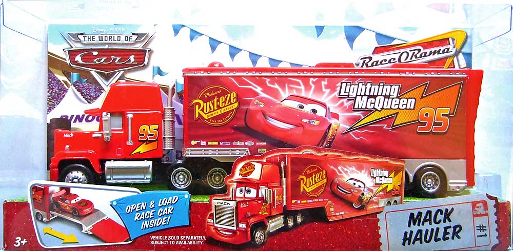 Mack Hauler from the Race O Rama series, Mattel 1:55 diecast on its card
