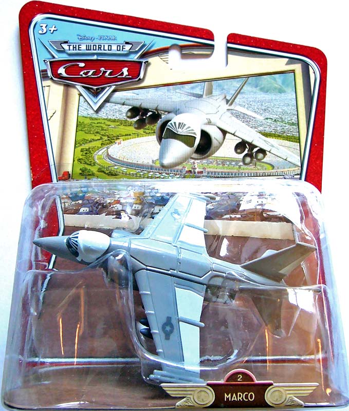 Marco The Jet from the World of Cars series, Mattel 1:55 diecast on its card