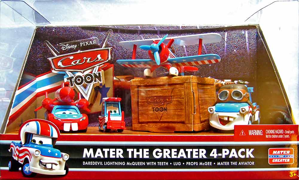 Mater the Aviator from the Cars Toon series, Mattel 1:55 diecast on its card