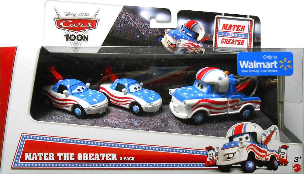 Mater Fan Mia from the Cars Toon series, Mattel 1:55 diecast on its card
