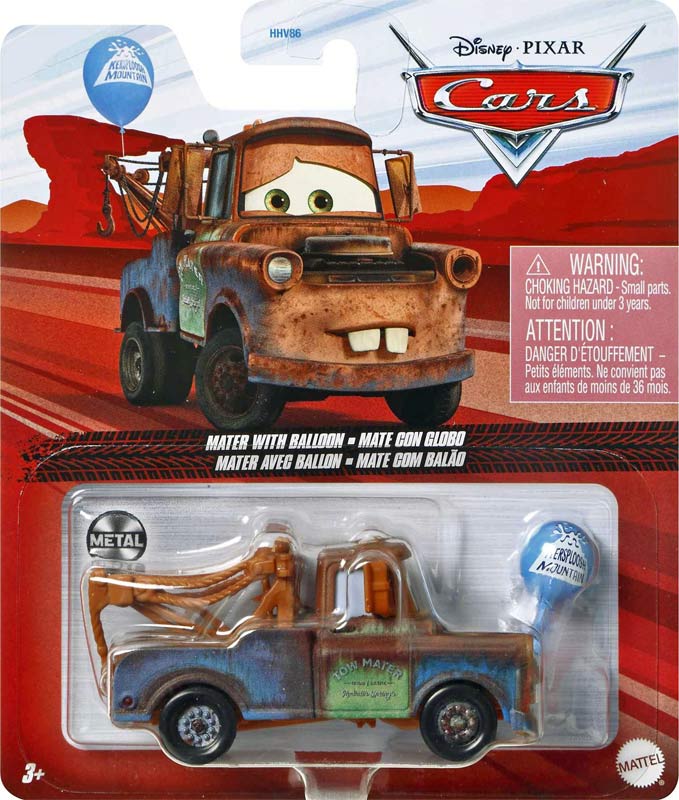 Mater with Balloon from the Cars 2016 series, Mattel 1:55 diecast on its card