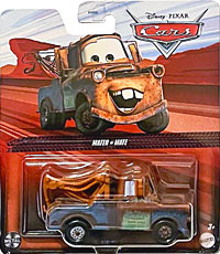 Mater with Working Tow Hook from the Cars on the Road series, Mattel 1:55 diecast on its card