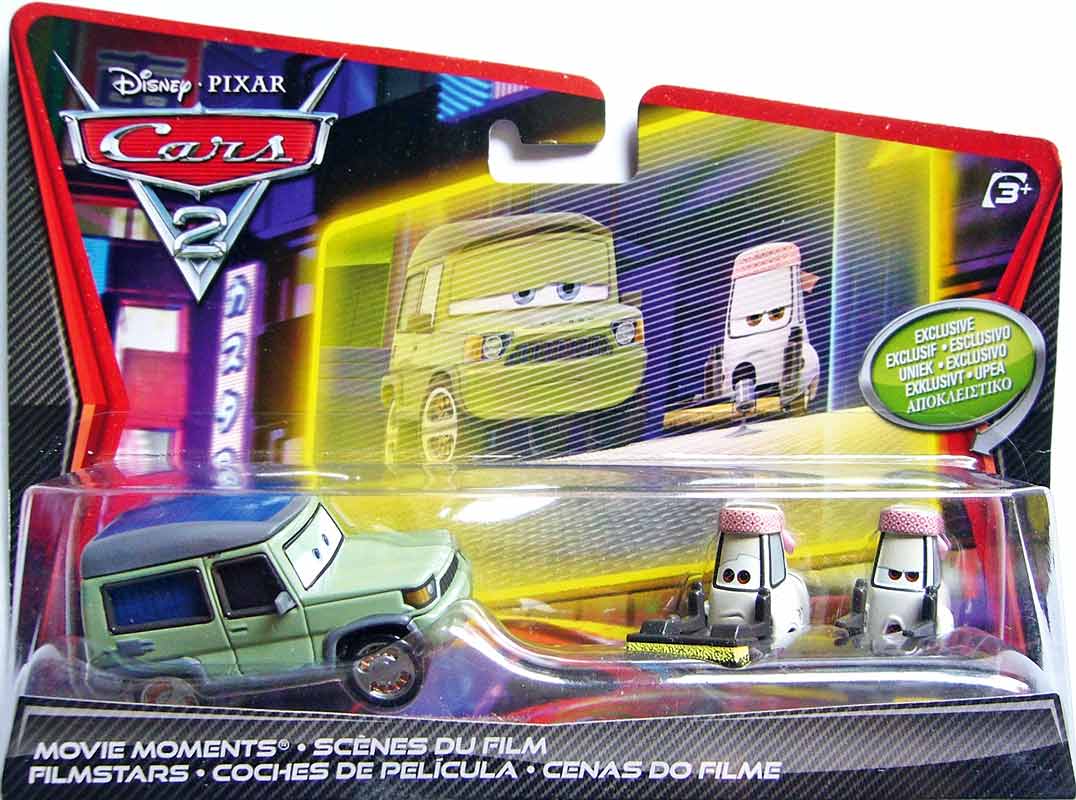 Tokyo Party Staff #2 from the Cars 2 series, Mattel 1:55 diecast on its card