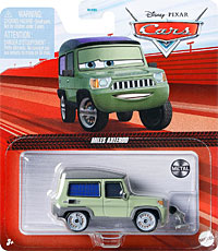 Miles Axlerod with Microphone from the Cars 2015 series, Mattel 1:55 diecast on its card