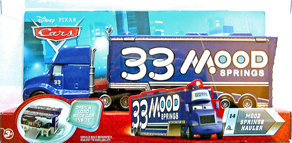 Mood Springs Hauler from the Final Lap series, Mattel 1:55 diecast on its card