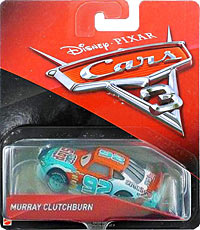 Murray Clutchburn from the Cars 3 series, Mattel 1:55 diecast on its card