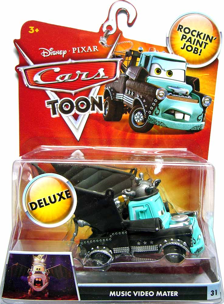 Music Video Mater from the Cars Toon series, Mattel 1:55 diecast on its card