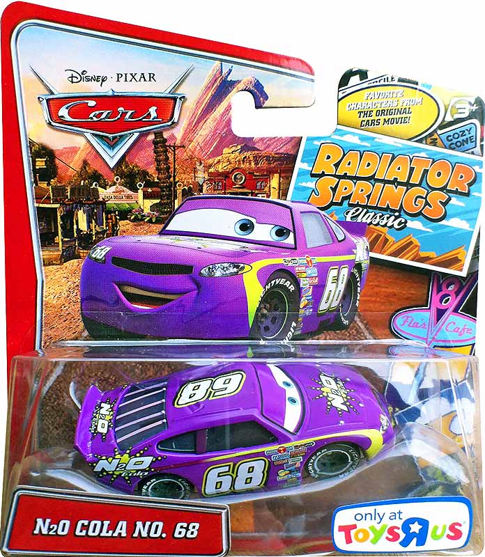 N2O Cola from the World of Cars series, Mattel 1:55 diecast on its card