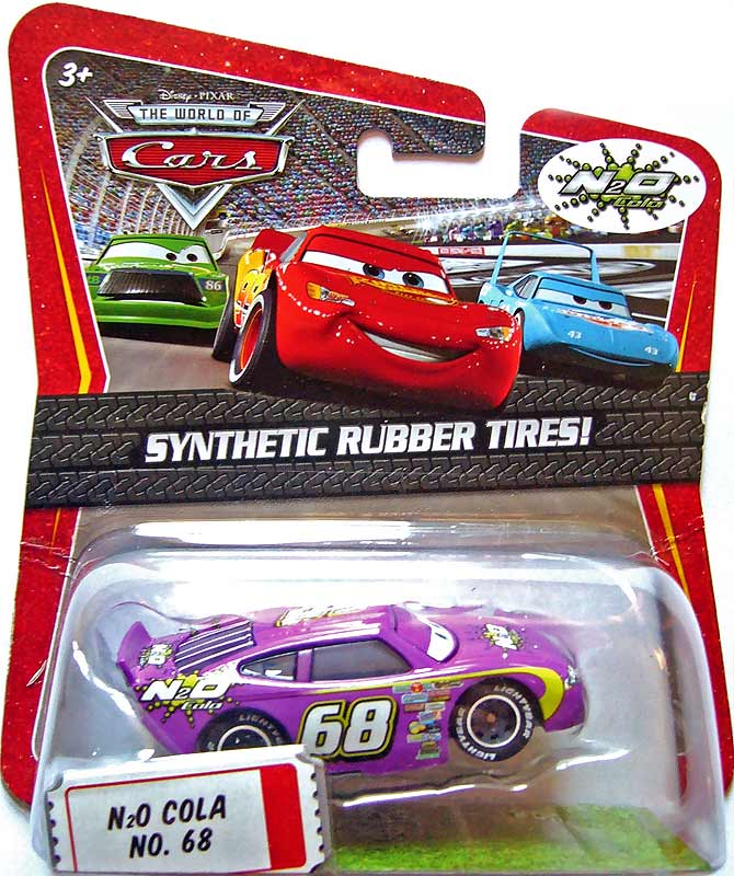N2O Cola (rubber tires) from the Race O Rama series, Mattel 1:55 diecast on its card