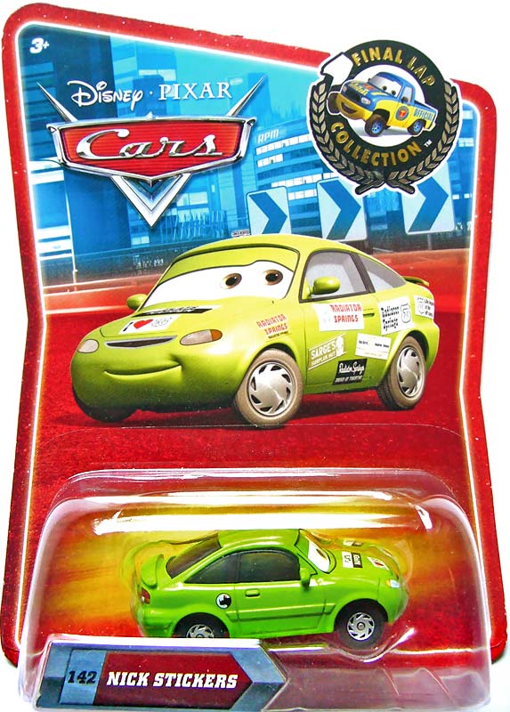 Nick Stickers from the Final Lap series, Mattel 1:55 diecast on its card