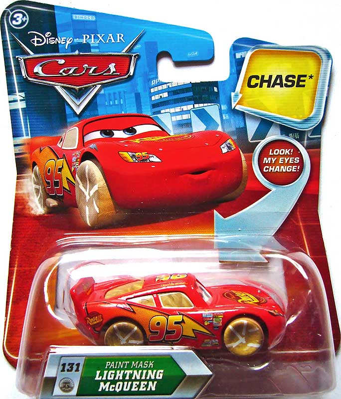 Paint Mask McQueen (Chase lenticular) from the Final Lap series, Mattel 1:55 diecast on its card