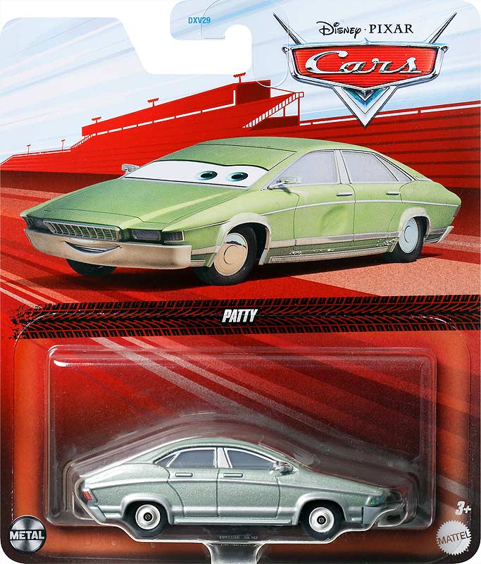 Patti from the Cars 2016 series, Mattel 1:55 diecast on its card