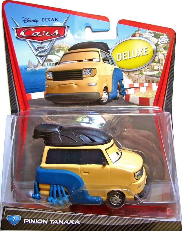 Pinion Tanaka from the Cars 2 series, Mattel 1:55 diecast on its card