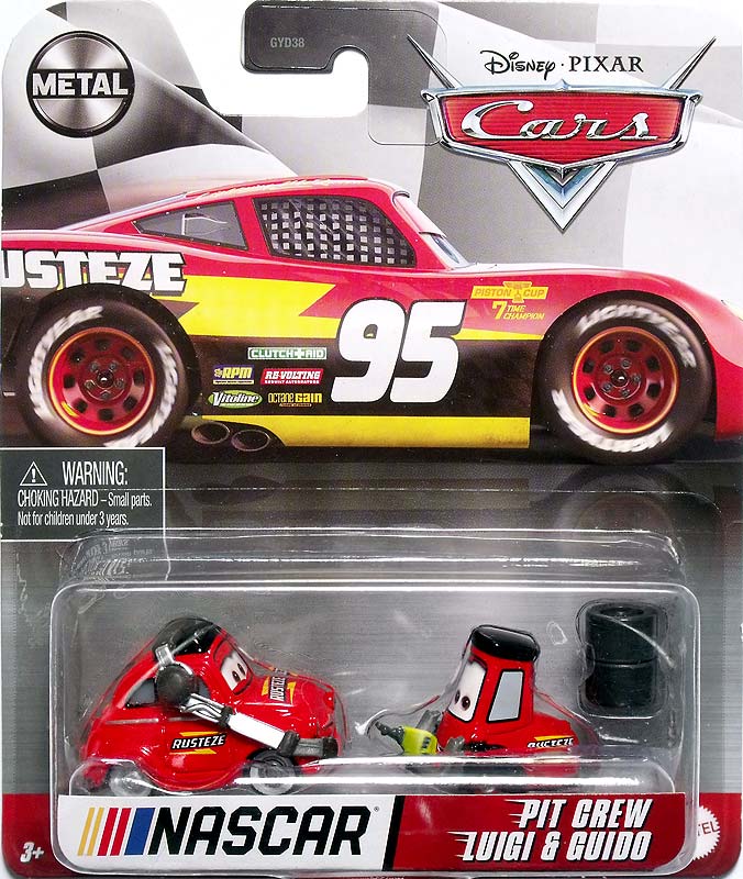 Pit Crew Guido (Nascar) from the Cars 2021 series, Mattel 1:55 diecast on its card