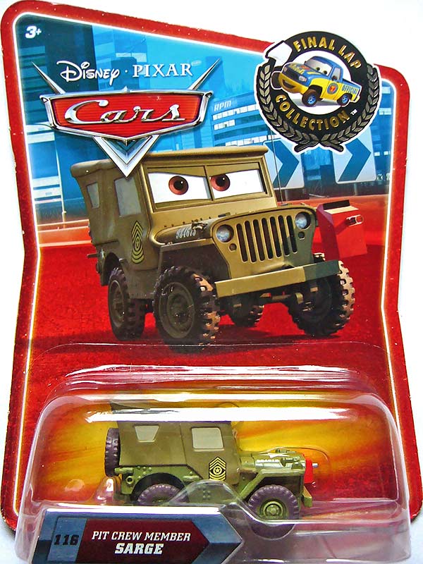 Pit Crew Member Sarge from the Final Lap series, Mattel 1:55 diecast on its card