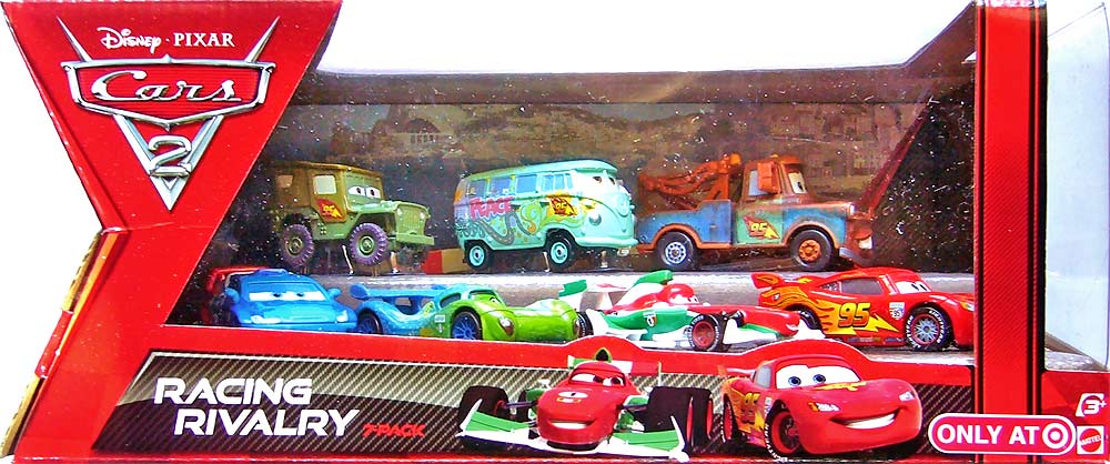 Race Team Sarge from the Cars 2 series, Mattel 1:55 diecast on its card
