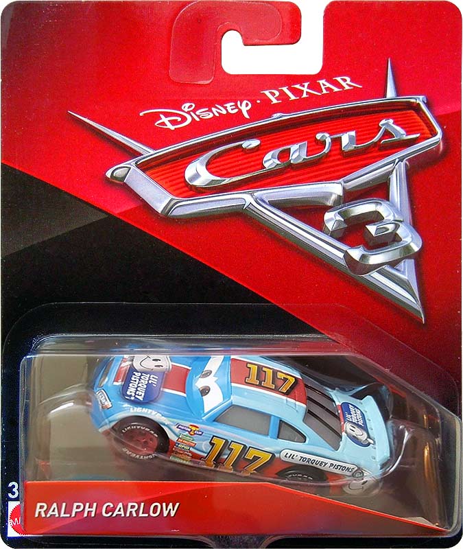 Ralph Carlow from the Cars 3 series, Mattel 1:55 diecast on its card
