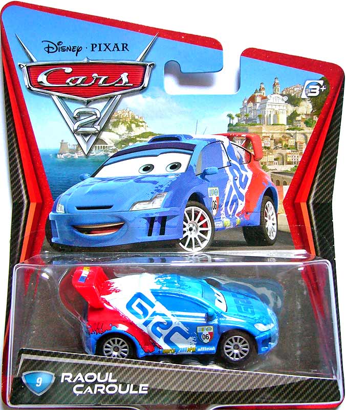 Raoul ÇaRoule from the Cars 2 series, Mattel 1:55 diecast on its card