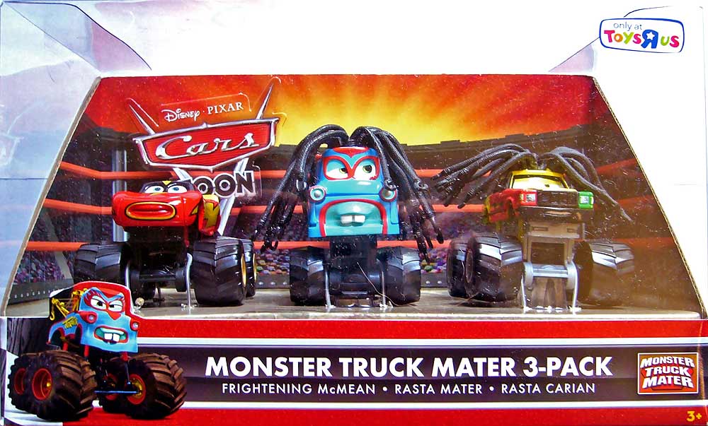 Frightening McMean (3 pack with Rasta Carian variant) from the Cars Toon series, Mattel 1:55 diecast on its card