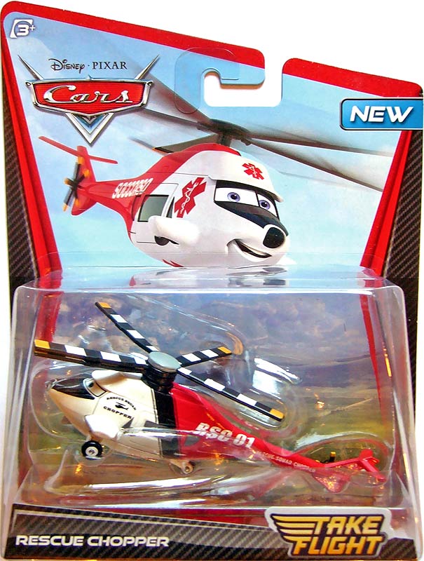 Rescue Chopper from the Take Flight series, Mattel 1:55 diecast on its card