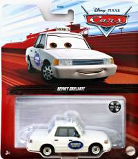 Revney Grillante from the Cars 2022 series, Mattel 1:55 diecast on its card
