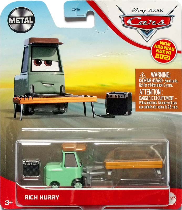 Rich Hurry from the Cars 2021 series, Mattel 1:55 diecast on its card
