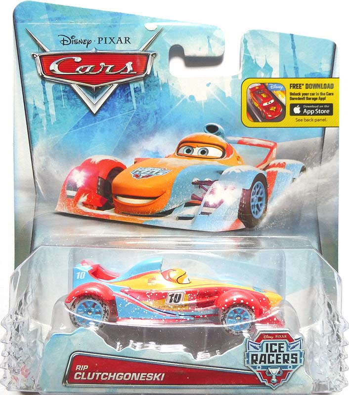 Rip Clutchgoneski (Ice racer) from the Cars 2015 series, Mattel 1:55 diecast on its card