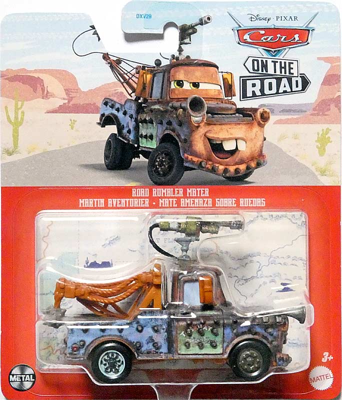 Road Rumbler Mater from the Cars on the Road series, Mattel 1:55 diecast on its card