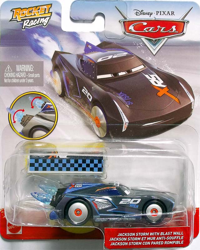 Rocket Racing Jackson Storm from the Blue Desert series, Mattel 1:55 diecast on its card