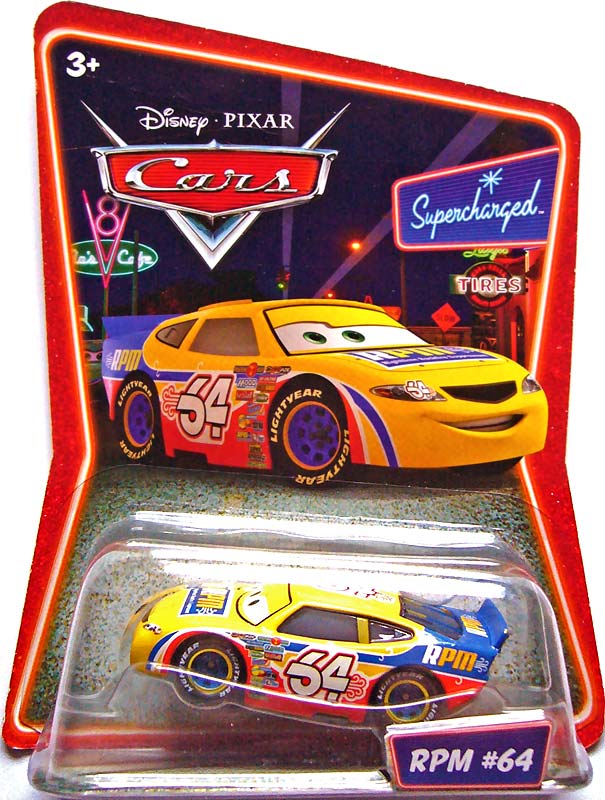RPM #64 from the Supercharged series, Mattel 1:55 diecast on its card