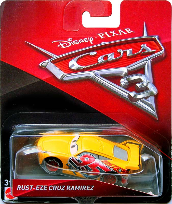 Rust-Eze Cruz Ramirez from the Cars 3 series, Mattel 1:55 diecast on its card