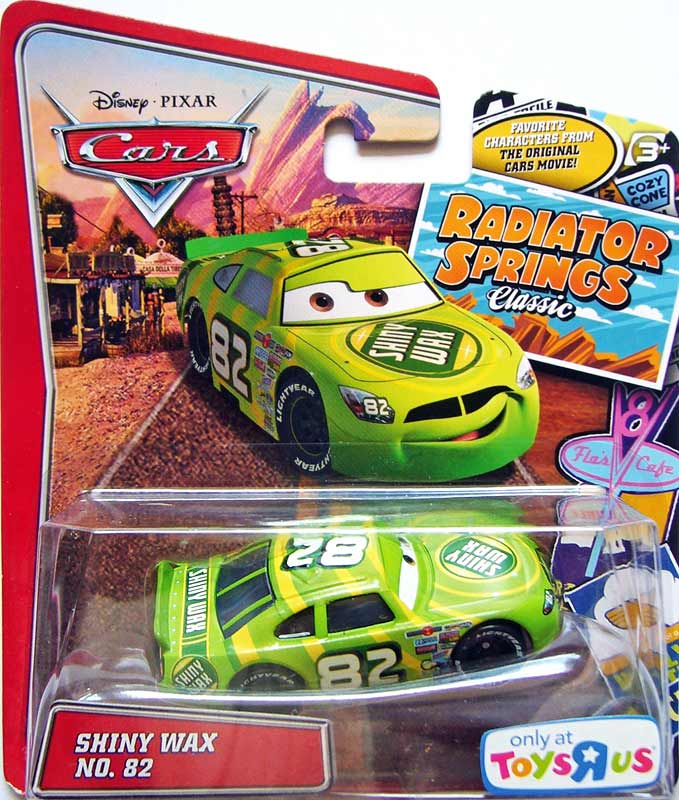 Shiny Wax from the World of Cars series, Mattel 1:55 diecast on its card