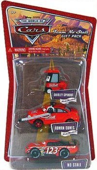 Shirley Spinout (No Stall pitty) from the World of Cars series, Mattel 1:55 diecast on its card