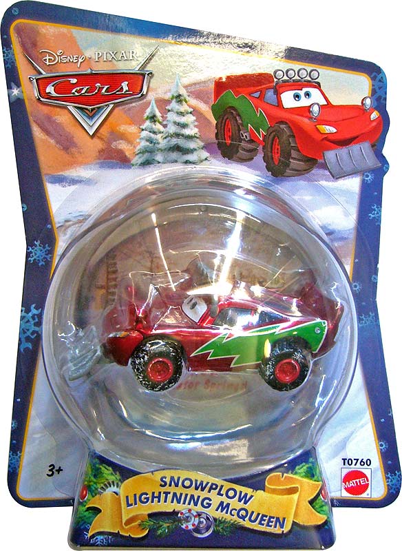 Snowplow Lightning McQueen from the Story Tellers series, Mattel 1:55 diecast on its card