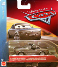 Sterling with Headset from the Cars 2018-2019 series, Mattel 1:55 diecast on its card