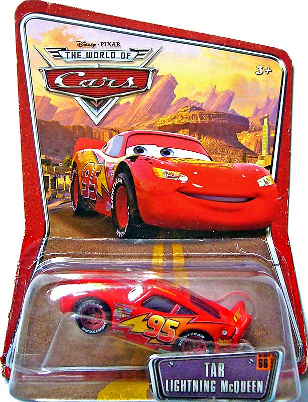 Tar Lightning McQueen from the World of Cars series, Mattel 1:55 diecast on its card