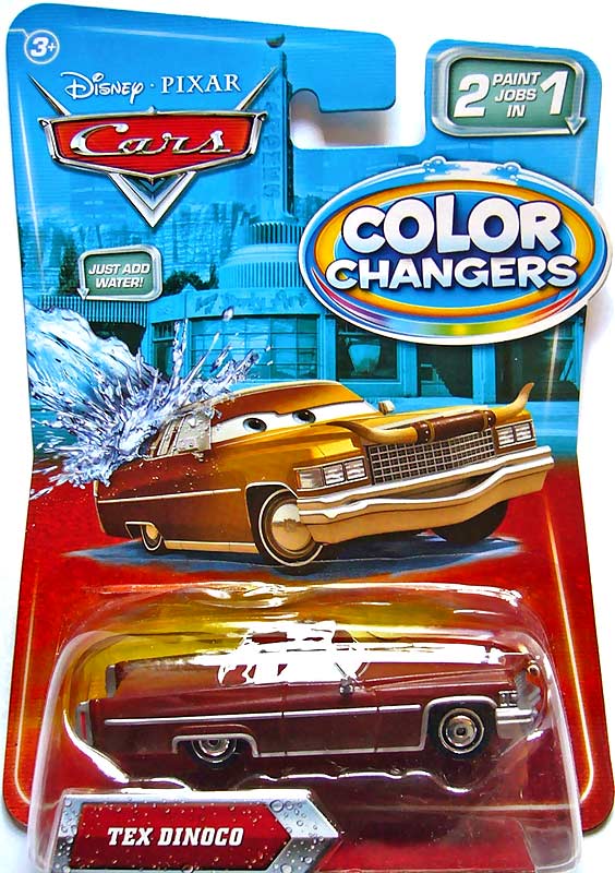 Tex Dinoco (color changer) from the Final Lap series, Mattel 1:55 diecast on its card