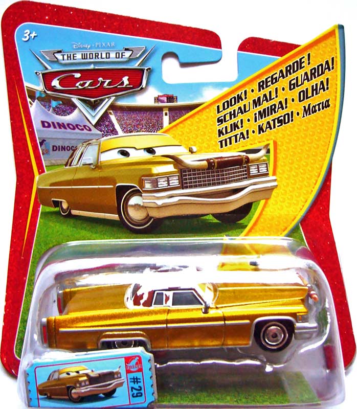 Tex Dinoco (lenticular v1) from the Race O Rama series, Mattel 1:55 diecast on its card