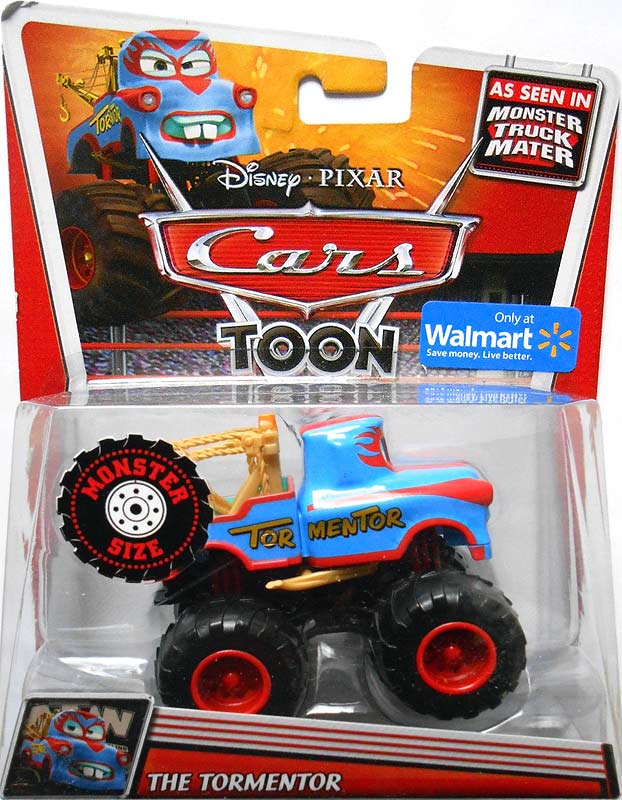 The Tormentor from the Cars Toon series, Mattel 1:55 diecast on its card