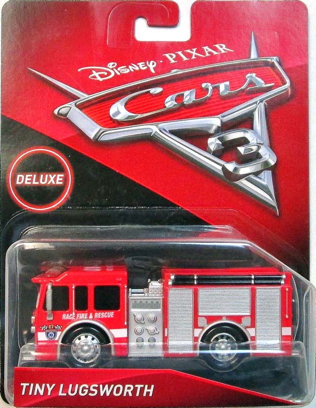 Tiny Lugsworth from the Cars 3 series, Mattel 1:55 diecast on its card